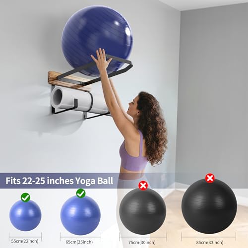 for BABYGO/THERABAND/Trideer Birthing Ball & Exercise Yoga Wall Mount Ball Holder, Heavy Duty Pilates Circles Holder, Yoga Mat Holder, Stability Medicine Ball Storage Rack for Women