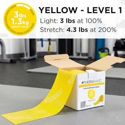 THERABAND Resistance Band, Yellow, Light, 50-Yard Roll, Elastic Band for Strength Training, Stretching, Yoga, Pilates, Physical Therapy, Portable & Cut-to-Length, Color-Coded Levels - color: Yellow | Light