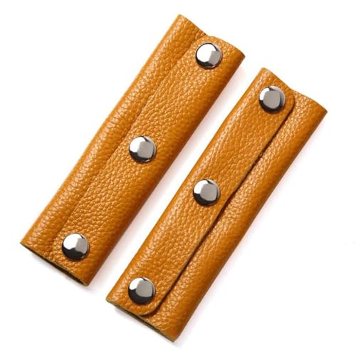 IUAQDP 2 Pieces Handbag Handle Leather Wrap Cover, Luggage Bag Grip Protector Saddle with Brass Clasp, Soft Purse Strap Pad Identifier for Shopping Bag Travel Bag Suitcase Tote Bag Wallet, Light Brown - color: Light Brown