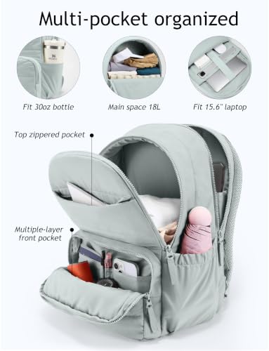Uselike Travel Backpack for Women, 15.6 Inch Laptop Backpack, Quilted College Bookbag, Cute Work Backpacks, Water Resistant (Dawn Grey) - color: Dawn Grey