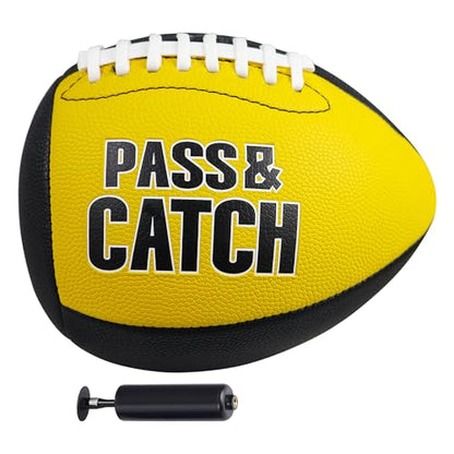 PassCatch Training Football, Enhance Passing Catching Skills, Official & Youth Size(with Pump) - style: Yellow Black 7#(Ages 5-14)