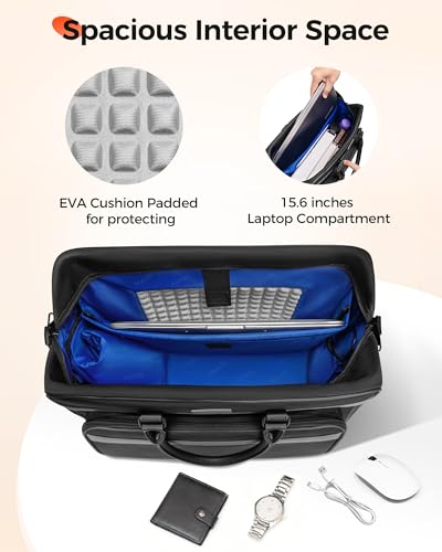 MATEIN Laptop Bag with Insulated Lunch Compartment, 16 Inch Men Lunch Bags for Work, Water Resistant Anti Theft Business Mens Briefcase, Computer Carrying Case Messenger Shoulder Bag for Office, Black