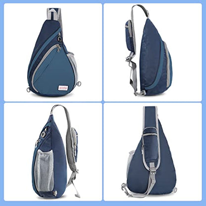 ZOMAKE Sling Bag,Small Crossbody Sling Backpack,Water Resistant Shoulder Daypack for Travel,Anti Thief Chest Bag for Hiking(Navy Blue) - color: Navy Blue
