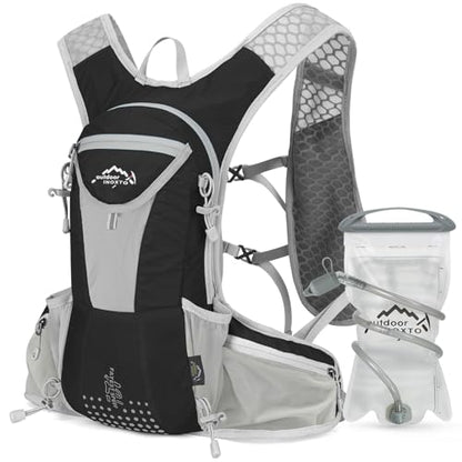 IX INOXTO Hydration Pack Backpack, Lightweight Water Backpack with 2L Hydration Bladder Daypack for Men Women,Running Hydration Vest for Trail Running Hiking Cycling Race Climbing - color: Black grey - 2L