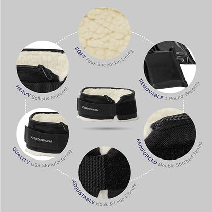 ActiveDogs Weighted Dog Collar for Muscle Building and Tactical Training - Dog Weighted Vest for Exercise - Includes 5x1lb Weights & Sheepskin Padding - Ideal for K9, Bully, Bull Terrier & More
