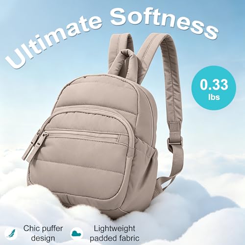 Lightweight Mini Backpack for Women,Taslan Durable Daypack,Casual Travel Backpack with Adjustable Straps for Daily,Travel - color: Khaki