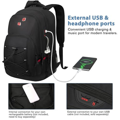 Goloni Laptop Backpack for Men Women, 17 Inch Travel Backpack with USB Charging Port, Water Resistant Lightweight Backpack with Compartments, 30L Casual Daypack,Black/Red - color: Black Red
