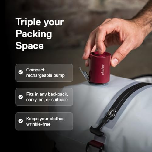 Ekster Travel Pack Vacuum Kit - Travel Vacuum Bags with Pump - Odor & Waterproof Anti-Rip Nylon Compression Bags - Space Saver Vacuum Storage Bags - Wireless Vacuum Pump for 15+ Items -1Pack - size: Vacuum Travel Kit - 1 Pack