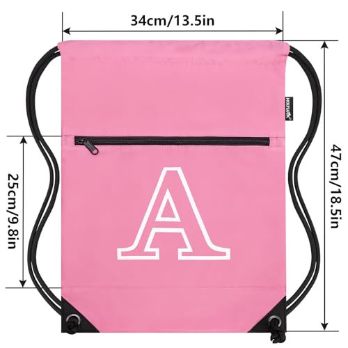 HOLYLUCK Drawstring Bags Initial Backpack Sackpack Cinch Bags for Sports, Gym, Travel, Beach (Pink-A) - color: Pink-a
