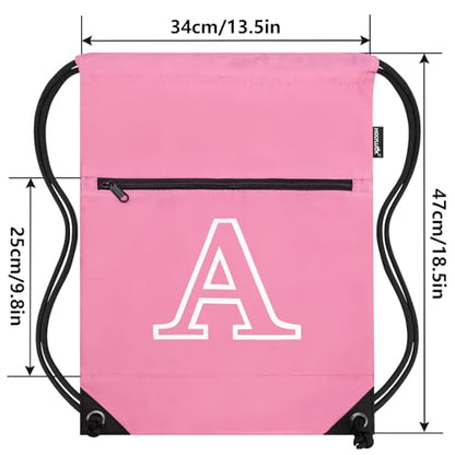 HOLYLUCK Drawstring Bags Initial Backpack Sackpack Cinch Bags for Sports, Gym, Travel, Beach (Pink-A) - color: Pink-a