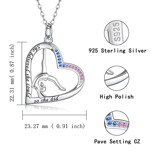 Sariel Gymnastics Gifts for Women Gymnast Necklace 925 Sterling Silver Gymnastics Fashion Jewelry Pendant Birthday - color: She believe 2
