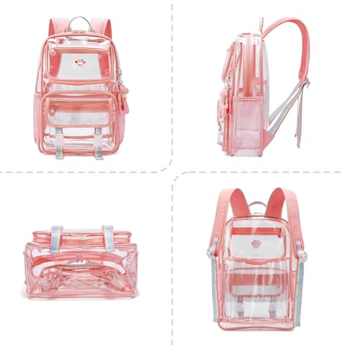 Clear Backpack Stadium Approved Heavy Duty Large Transparent Bag with Anti-Theft Pocket for School, Work, and Events
