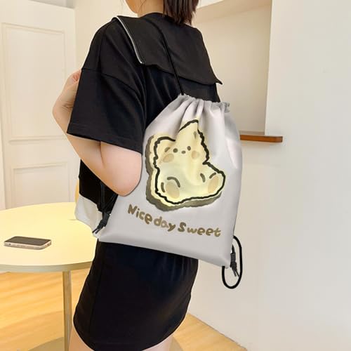 Drawstring Backpack Draw String Bag Sports Gym Bags Waterproof Cute Aesthetic Sackpack for Women(13"×17")-bear - color: Z20-bear