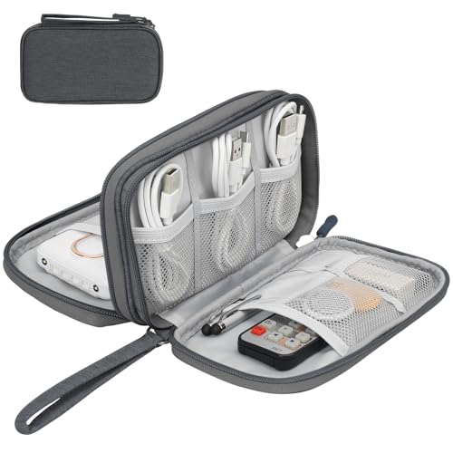 Skycase Electronic Organizer Travel Case - Waterproof Travel Cord Pouches for Organization, Cable Organizer, All-in-One Double Layers Storage Bag for Accessories, Charger, Cable, Grey - Medium - color: Dark Grey, size: Medium