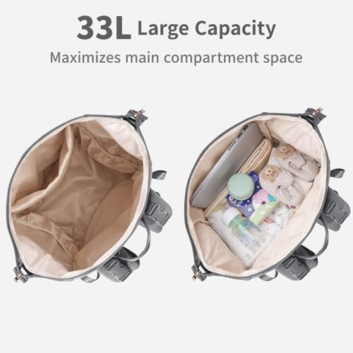 CEI-CEI Neoprene Diaper Bag Backpack with Insulated Pockets, Large Newborn Baby Maternity Bags Travel Tote with Changing Pad - color: Dark Grey