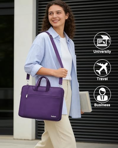 Ferkurn Laptop Case Bag Women Men Computer Sleeve with Shoulder Compatible with HP/Inspiron/Thinkpad/Vivobook/MSI/Surface, 17.3 inch, Violet - color: Violet, size: 17.3 inch