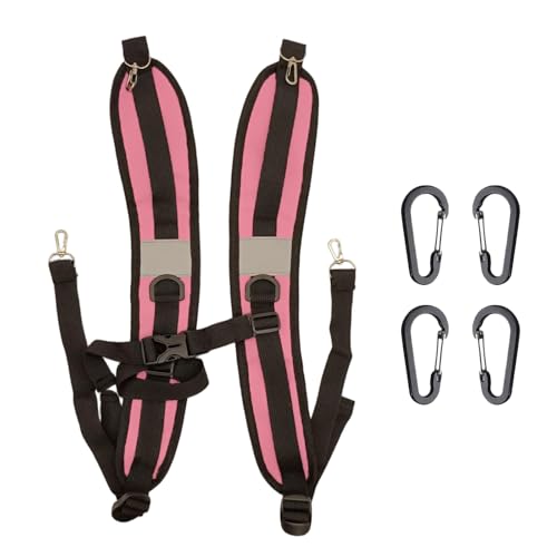 PAASTAl Backpack Straps,Relacement Adjustable Padded Shoulder Straps for Bag, with Metal/Plastic Clips. - color: Pink Alloy