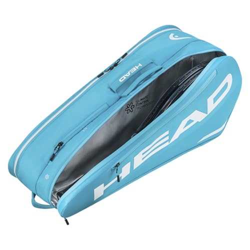 HEAD Tour Racquet Bag M (6R) Tennis Bag - Holds Up to 6 Racquets, CCT+ Climate Control Technology, 2 Main Compartments, Shoe Pocket & Backpack Carry System | 6 Racquet Capacity - color: Blue