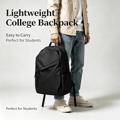 Black Backpack for Men and Women,Lightweight Waterproof Backpack Travel Laptop Backpack Fits 15.6 Inch Notebook