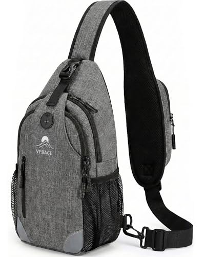 Sling Backpack for Women & Men, Crossbody Travel Bag with Water Bottle Holders, 17 Pockets, Quick-Access Phone Pocket, Hidden Security Pocket, Fits 11" Tablet, for Daily Carry, Travel, Theme Parks - color: B-charcoal