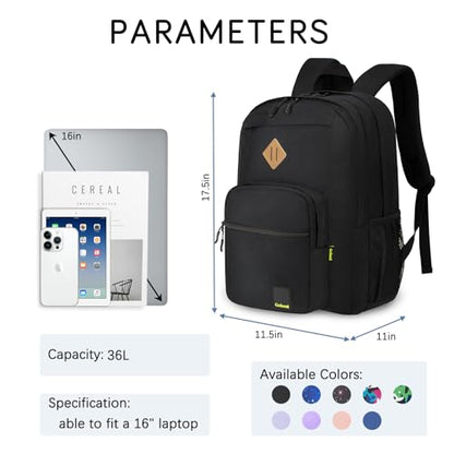 Goloni Lightweight Laptop Backpack 1.1Lbs, 26L Wear-Resistant Water Resistant Backpack with Laptop Compartment for Men Women - color: Black