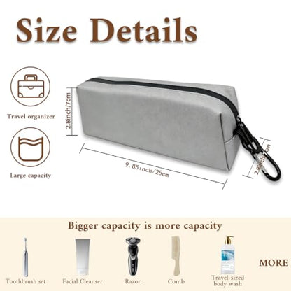 Small Lengthen Toiletry Bag for Men, Travel Bag Waterproof and Foldable for Storage Mini Toiletry Bag Equipped With Carabiner for Easy Portability (Gray)