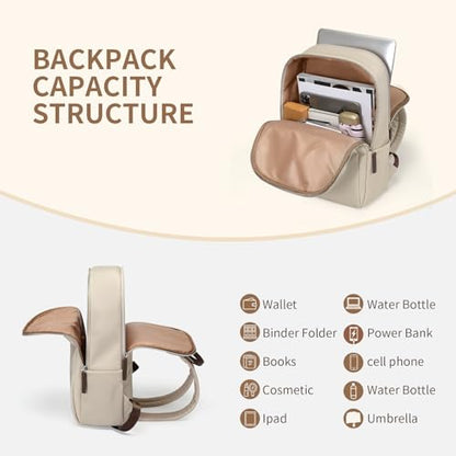 GOLF SUPAGS Womens Laptop Backpack with Separate Laptop Compartment Water Resistant Computer Backpacks Fits 15.6 Inch Notebook Travel Work College Bags (Apricot) - color: Apricot, size: 15.6-Inch