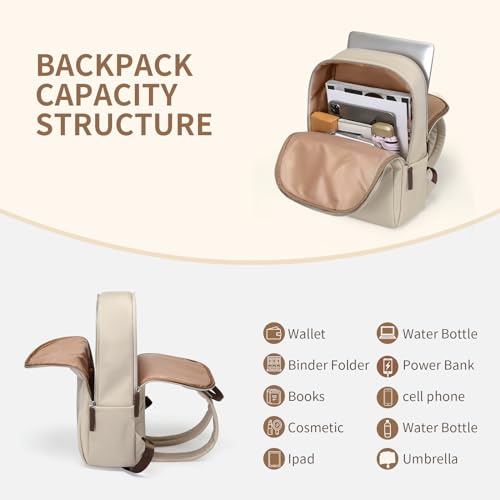 GOLF SUPAGS Womens Laptop Backpack with Separate Laptop Compartment Water Resistant Computer Backpacks Fits 15.6 Inch Notebook Travel Work College Bags (Apricot) - color: Apricot, size: 15.6-Inch