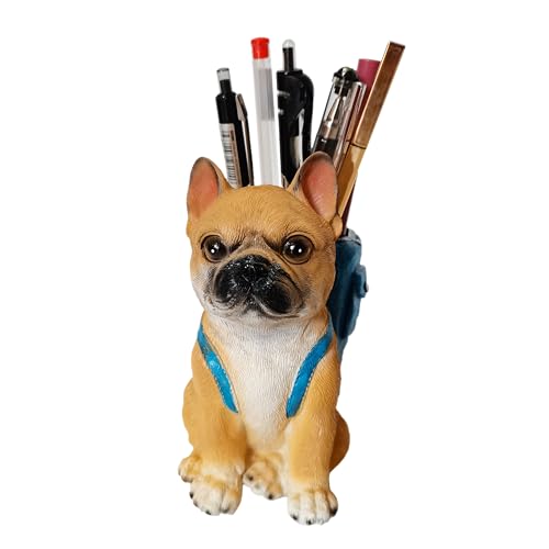 Dog Pen Holder for Desk French Bulldog Gifts for Men Women and Kids Unique Pen Pencil Holder Cup Funny Desktop Organizer for Home Office School Desk Decor (French Bulldog) - style: French Bulldog
