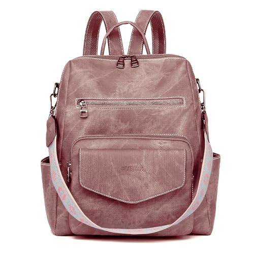 WYFJNX Backpack Purse for Women PU Leather Backpack Ladies Fashion Handbag Designer Shoulder Bag Small Travel Bag Pink - color: Pink