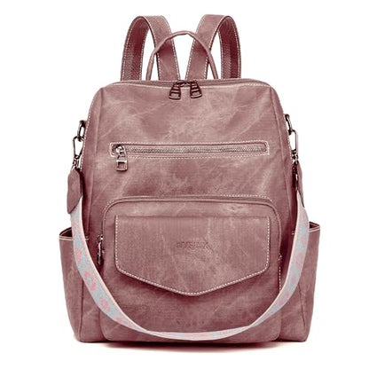 WYFJNX Backpack Purse for Women PU Leather Backpack Ladies Fashion Handbag Designer Shoulder Bag Small Travel Bag Pink - color: Pink