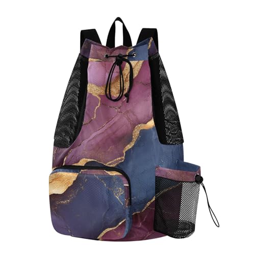 Drawstring Gym Bags For Men Women Climbing Gym Bag With Pockets Cinch Bags Waterproof Marble Burgundy Navy Blue - color: Color 25