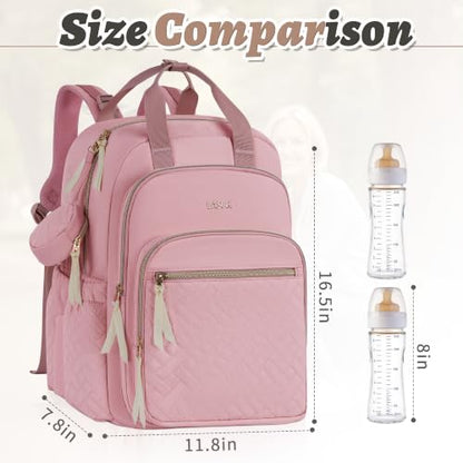 Diaper Bag Backpack, 27L Large Quilted Small Baby Bag with Changing Pad & Pacifier Case, Stroller Hooks, Easy-Access Baby Essential, Maternity Travel Backpack Unisex, Pink - color: Pink, size: Large