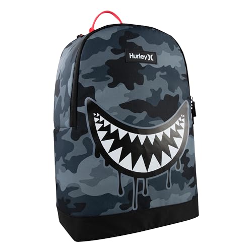 Hurley Unisex-Kids Graphic Backpack, Dark Grey Camo/Black, One Size - color: Dark Grey Camo/Black