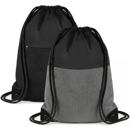 TILYMOL 2Pcs Drawstring Backpack Gym Bag - String Gym Bag for Women & Men, Lightweight Cinch Sports Sackpack for Beach, Travel, Yoga, Swimming - color: 2 Pack-black Gray