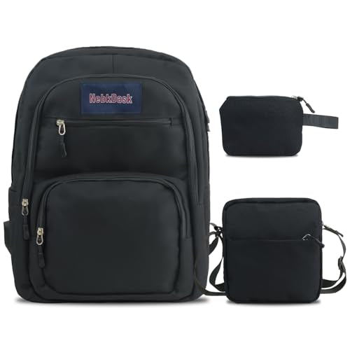 Travel Laptop Backpack for Women & Men, Water Resistant Carry On Backpack Fits 15.6 Inch Laptop, Large Side Pocket for Owala FreeSip Bottles, Personal Item Bag for Travel Work College(Black) - color: Black