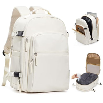 coofay Vacuum Backpack Travel with Pump Vacpack Backpack with Vacuum Seal Backpacks Traveling Backpacks Vacuum Compression Air Travel Bag Carry on Luggage - color: E-beige