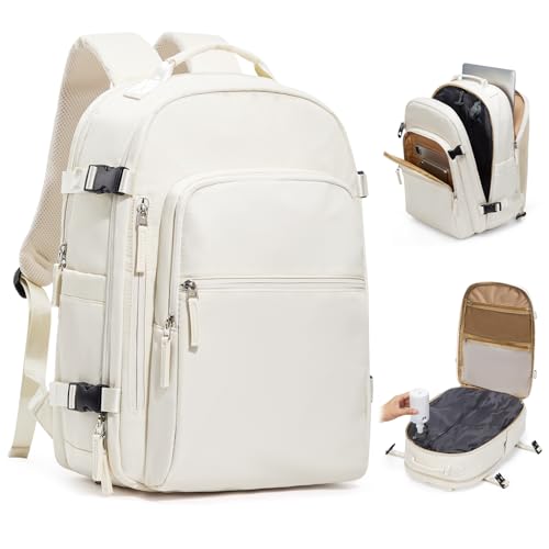 coofay Vacuum Backpack Travel with Pump Vacpack Backpack with Vacuum Seal Backpacks Traveling Backpacks Vacuum Compression Air Travel Bag Carry on Luggage - color: E-beige