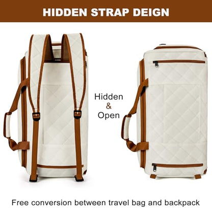 Convertible Garment Bags for Travel - Carry on Garment Duffle Bag with Backpack Straps for Men Women, 4 in 1 Large Travel Duffel Bags with Shoes Compartment Hanging Suit Dress Weekender Bag 3pcs Set - color: D3-Beige