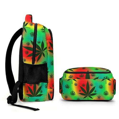 Water Resistant Travel Daypack Rasta Leaf Weedleaf, Lightweight Laptop Backpack with Water Bottle Pockets for Men Women College Work - color: Pattern (320)