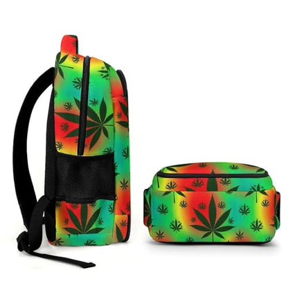 Water Resistant Travel Daypack Rasta Leaf Weedleaf, Lightweight Laptop Backpack with Water Bottle Pockets for Men Women College Work - color: Pattern (320)