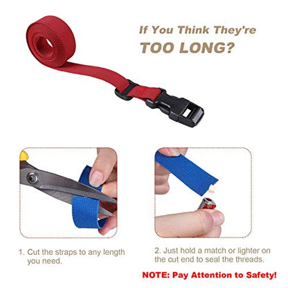 MAGARROW 78" x 1" Strap Buckle Packing Straps Adjustable 1-Inch Belt - color: Red 6.5 feet Long (4-PCS)