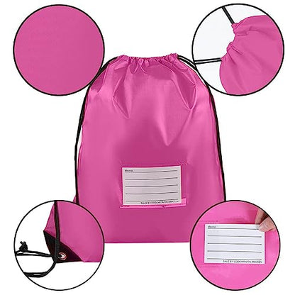 CODOBON 16 Pack Drawstring Bags,Bulk Draw String Backpack, Gym Sports Cinch Bag Sackpack for Women Men, Pink - color: Pink