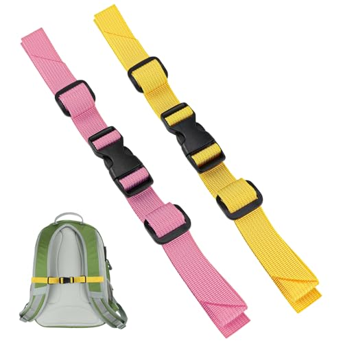 2 Pack Backpack Chest Strap Adjustable Replacement Chest Strap for Backpack with Quick Release Buckle - color: 1 Each of Yellow and Soft Pink