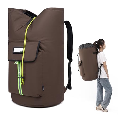 laundry bag backpack,extra-large heavy duty laundry bags,laundry backpack for college students,drawstring closure (Brown) - color: Brown