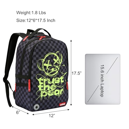 Graffiti Backpack, Designer Laptop Backpack for 15.6 Inch Work,Water Resistant Backpack Computer Bag,‌CheckeredBear‌ - color: ‌checkeredbear‌