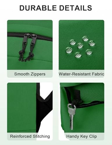 VASCHY Lightweight Backpack for School, Classic Basic Water Resistant Casual Daypack for Travel with Bottle Side Pockets (Green) - color: 16-green