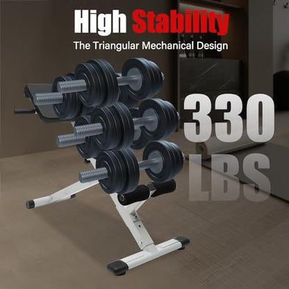 Roman Chair Back Extension Weight Bench Ab Machine Foldable Angle Height Adjustable Sit up Exercise Multi-Functional Workout Home Gym Exercise Equipment Inversion Table for Fitness - color: White