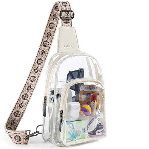 LATMAP Clear Bag for Stadium Events, Clear Purse for Women Stadium Crossbody Bag, Transparent Bag for Concerts Sports - color: Regular Size-Beige
