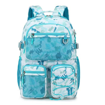 Lohol Multi-Pocket Backpack for School College Travel, Heavy Duty Big Bookbag with 15.6 inch Laptop Compartment (Green Graffiti - color: Green Graffiti